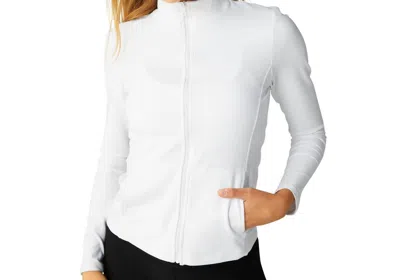 Beyond Yoga Spacedye On The Go Mock Neck Jacket In Whtlt In White