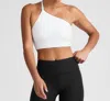 Beyond Yoga Spacedye One Shoulder Long Line Bra In Cloud White In Multi