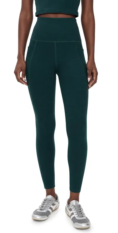 Beyond Yoga Spacedye Out Of Pocket High Waisted Midi Leggings Dark Ivy Heather In Green