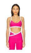 Beyond Yoga Spacedye Outlines Sports Bra In Vivid Pink Heather & Cloud White