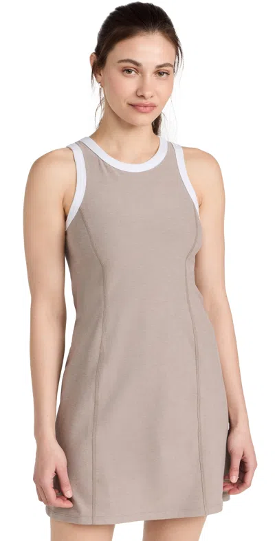 Beyond Yoga Spacedye Outlines Contrast-trim Stretch-woven In Birch/cloud White