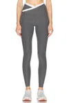 Beyond Yoga Spacedye Outlines High Waisted Midi Legging In True Gray Heather & Cloud White