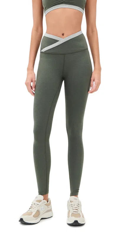 Beyond Yoga Spacedye Outlines High Waisted Midi Leggings Dusty Forest Heather In Gray