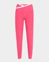 Beyond Yoga Spacedye Outlines High-waisted Midi Leggings In Vivid Pink/cloud White