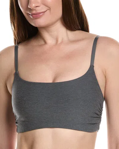 Beyond Yoga Spacedye Raise The Barre Shirred Bra In Gray