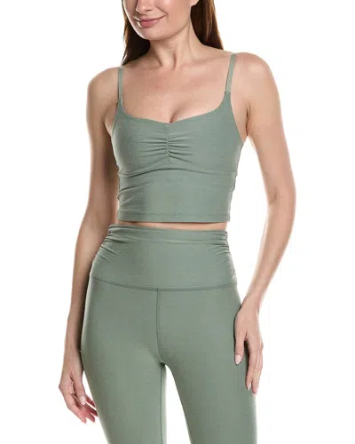 Beyond Yoga Spacedye Raise The Barre Shirred Cropped Tank Top In Green