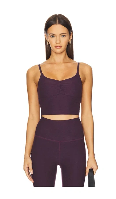 Beyond Yoga Spacedye Raised The Barre Shirred Cropped Tank Top In Purple