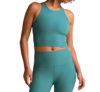 Beyond Yoga Spacedye Refocus Cropped Tank In Deep Aqua Heather In Green