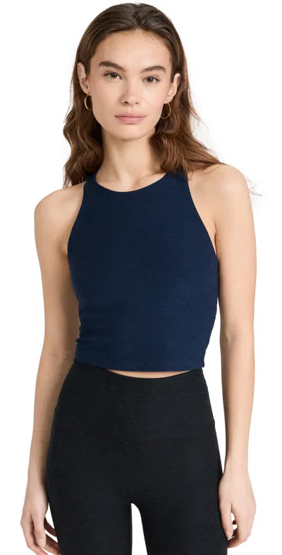 Beyond Yoga Spacedye Refocus Cropped Tank In Nocturnal Navy In Blue