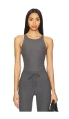 Beyond Yoga Spacedye Refocus Cropped Tank Top In True Gray Heather
