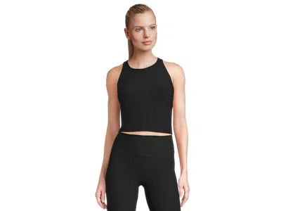 Beyond Yoga Spacedye Refocus Cropped Tank Top Women's Clothing Darkest Night: 1x, Polyester/elastane In Black