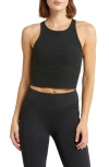 Beyond Yoga Spacedye Focus Cropped Tank In Darkest Night In Black