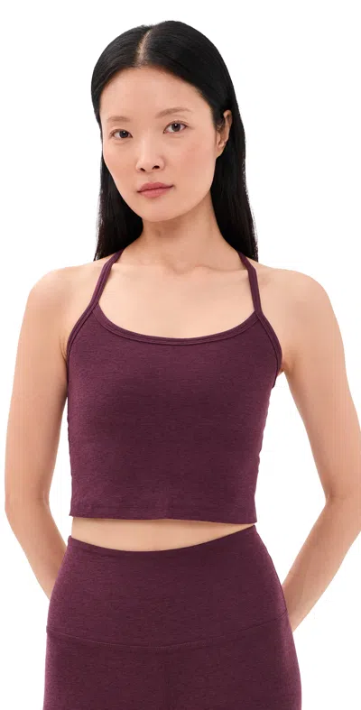 Beyond Yoga Spacedye Slim Racerback Cropped Tank Cabernet Heather In Burgundy