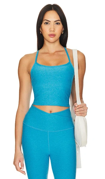 Beyond Yoga Spacedye Slim Racerback Cropped Tank In Blue Glow Heather