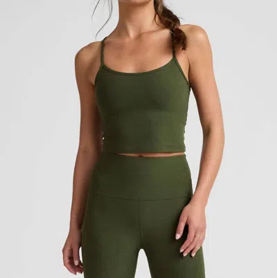 Beyond Yoga Spacedye Slim Racerback Cropped Tank Top In Army Green Heather