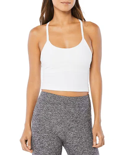 BEYOND YOGA SPACEDYE SLIM RACERBACK CROPPED TANK IN CLOUD WHITE
