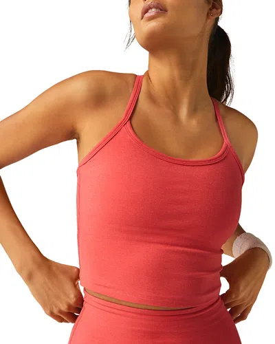 BEYOND YOGA SPACEDYE SLIM RACERBACK CROPPED TANK IN CORAL GLOW