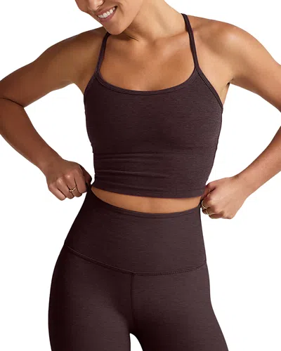 Beyond Yoga Spacedye Slim Racerback Cropped Tank In Dark Chocolate In Neutral