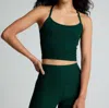 Beyond Yoga Spacedye Slim Racerback Cropped Tank In Dark Spruce Green Heather In Multi
