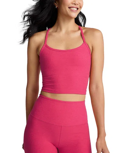 BEYOND YOGA SPACEDYE SLIM RACERBACK CROPPED TANK IN VIVID PINK