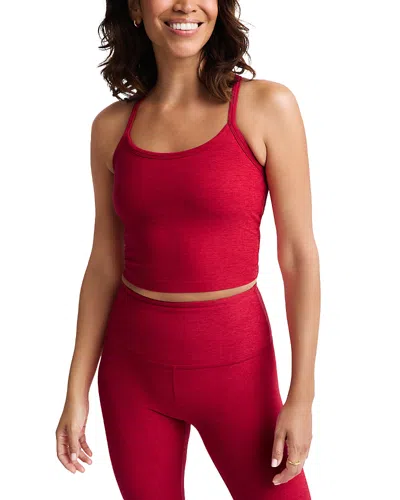 Beyond Yoga Spacedye Slim Racerback Cropped Tank In Scarlet Red Heather