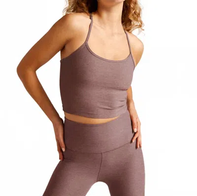 Beyond Yoga Spacedye Slim Racerback Cropped Tank Top In Rose Brush Heather In Brown