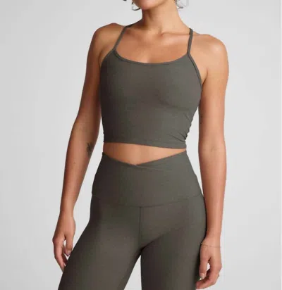 Beyond Yoga Spacedye Slim Racerback Cropped Tank Top In True Gray Heather
