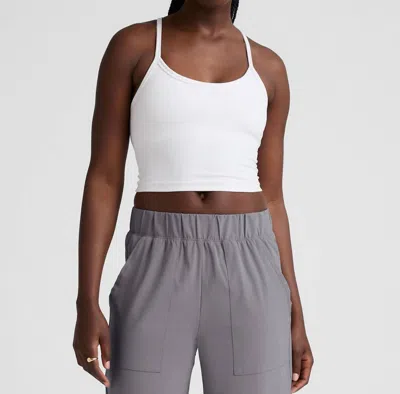 BEYOND YOGA SPACEDYE SLIM RACERBACK CROPPED TANK TOP IN WHITE