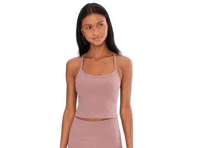 Beyond Yoga Spacedye Slim Racerback Cropped Tank Top Women's Clothing Rosey Taupe Heather: 2xs, Elastane/polyest In Pink