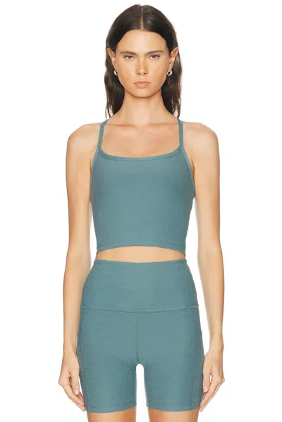 Beyond Yoga Spacedye Slim Racerback Cropped Top In Blue