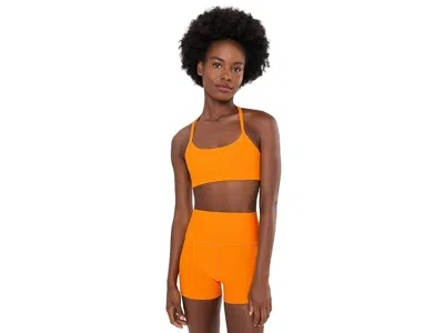 Beyond Yoga Spacedye Slim Racerback Medium Support Bra Women's Lingerie Bright Citrus Heather: Sm In Orange