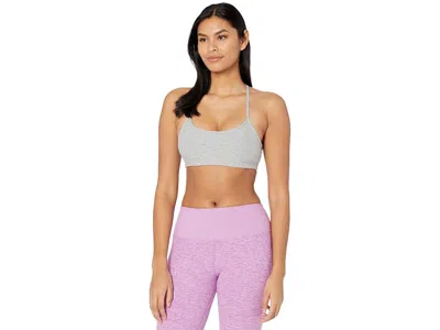 Beyond Yoga Spacedye Slim Racerback Medium Support Bra Women's Lingerie Silver Mist: Xs, Polyester/spandex In Blue