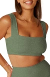 Beyond Yoga Spacedye Square Neck Sports Bra In Green