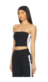 Beyond Yoga Spacedye Strapless Stripe Top In Black