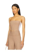 Beyond Yoga Spacedye Strapless Stripe Top In Brown