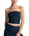 Beyond Yoga Spacedye Strapless Stripe Top In Nocturnal Navy/white