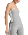 Beyond Yoga Spacedye Stripe Strapless Top In Silver Mist/cloud White