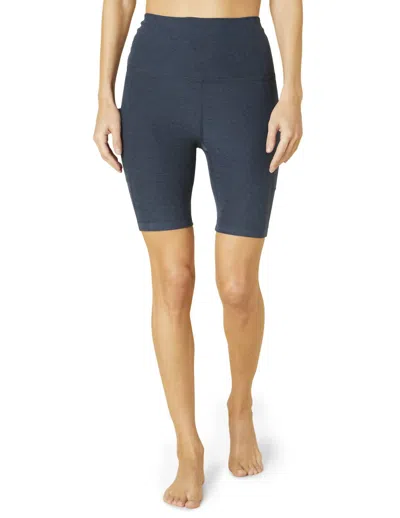 Beyond Yoga Spacedye Team Pocket Biker Short In Nocturnal Navy In Blue