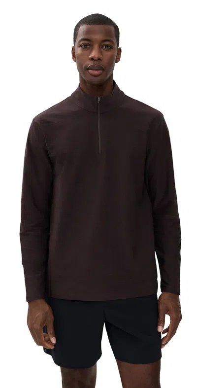 Beyond Yoga Spacedye Terrain Quarter Zip Pullover Dark Chocolate Heather In Brown