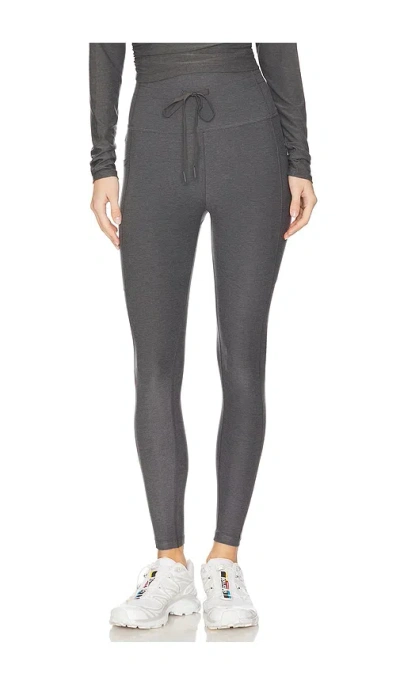 Beyond Yoga Spacedye The Go Pocket Midi Legging In True Gray Heather