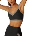 Beyond Yoga Topline Space Dye Sports Bra In Darkest Night/birch