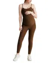 Beyond Yoga Spacedye Uplevel Maternity Jumpsuit In Bold Mocha Heather