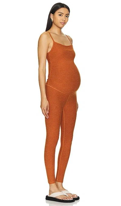 Beyond Yoga Spacedye Uplevel Maternity Jumpsuit In Warm Clay Heather