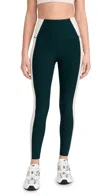 Beyond Yoga Spacedye Vitality Colorblock High Waisted Midi Legging In Dark Spruce Green/eggshell