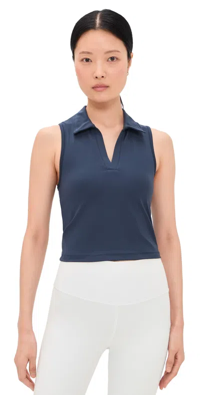 Beyond Yoga Sport Active Polo Tank Nocturnal Navy In Blue