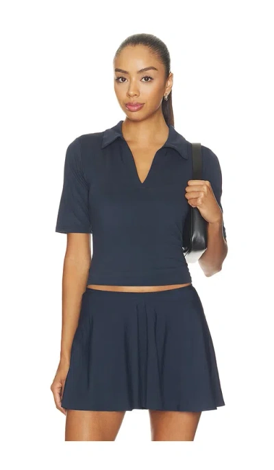 Beyond Yoga Sport Active V-neck Polo Top In Blue