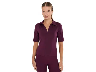 Beyond Yoga Sport Active V-neck Polo Women's Clothing Cabernet: Xs, Polyester/spandex In Burgundy
