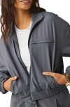 Beyond Yoga Status Crop Jacket In Gray