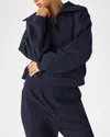 Beyond Yoga Street Smart Johnny Collar Fleece Sweatshirt In After Dark Navy