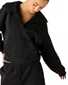 Beyond Yoga Street Smart Johnny Collar Fleece Sweatshirt In Black